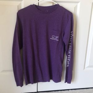 Purple Vineyard Vines Logo Whale Long Sleeve Tee